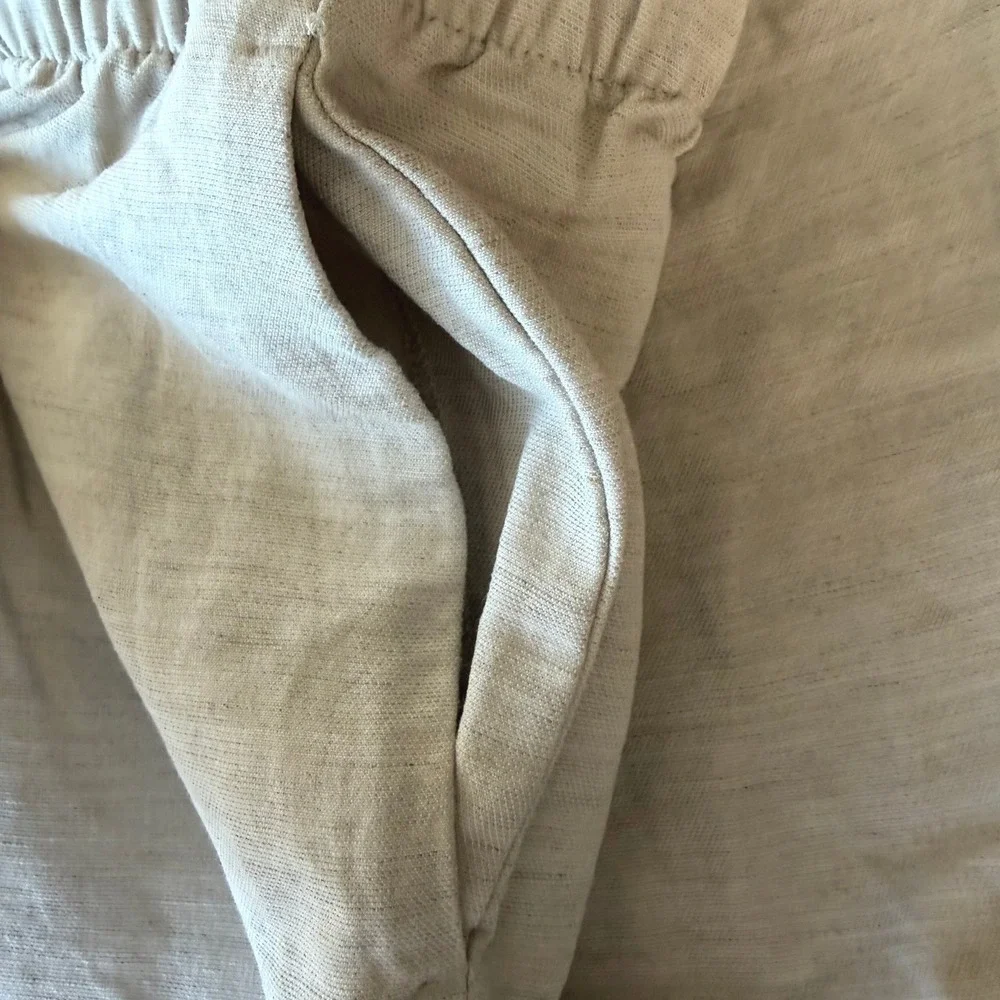 Wilfred Aritzia Linen Blend Wide Leg Pants Beige XS Elastic Waist Drawstring